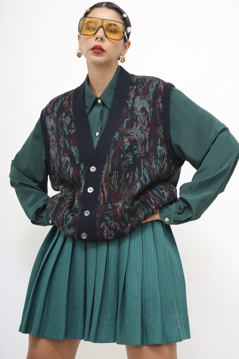 Colete estampa verde vintage