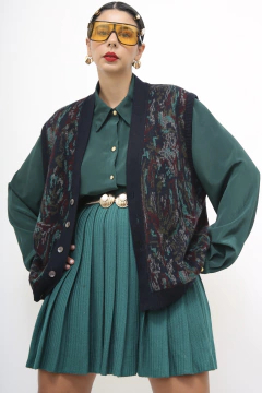 Colete estampa verde vintage - Capichó Brechó