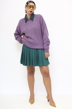 Pulover roxo flores vintage - comprar online