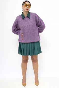 Pulover roxo flores vintage - loja online