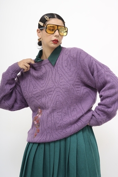 Pulover roxo flores vintage - loja online
