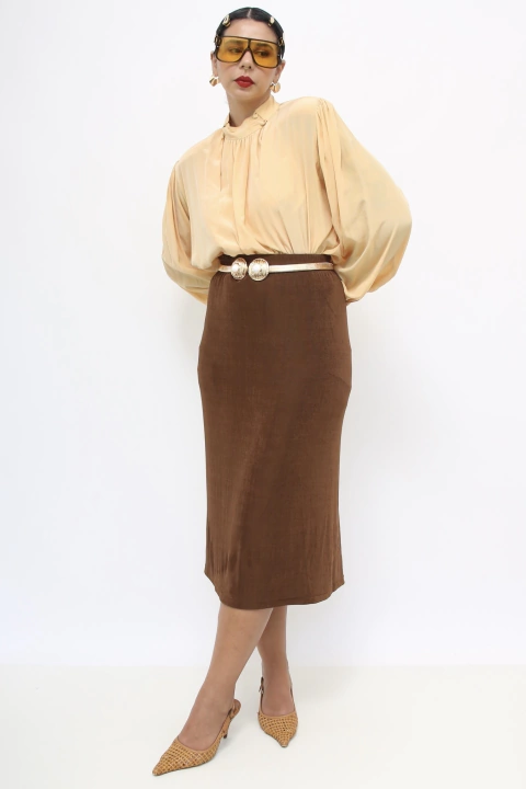 Saia malha marrom vintage