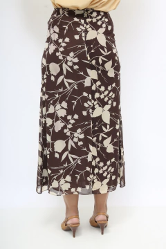 Saia estampada marrom com bege - loja online