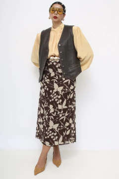Colete 100% couro siberian marrom forrado - comprar online