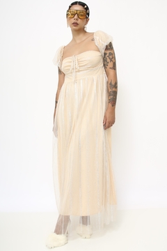 Vestido Josephine brilho longo manga bufante - comprar online