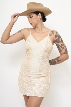 Camisola renda creme curta vintage