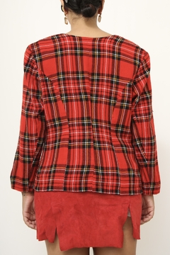 Blazer xadrez vermelho acinturado vintage - comprar online