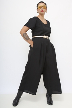 Macacao preto pantacourt pantalona - Capichó Brechó