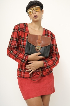 Bolsa couro marchino preta marrom vintage - comprar online