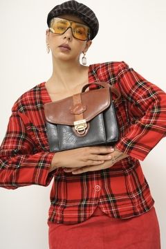 Bolsa couro marchino preta marrom vintage - comprar online
