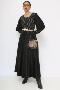 Imagem do Bolsa preta flores vitoriana vintage