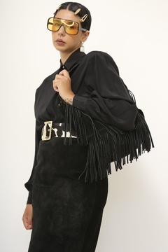 Bolsa Camurca preta franja western vintage - loja online