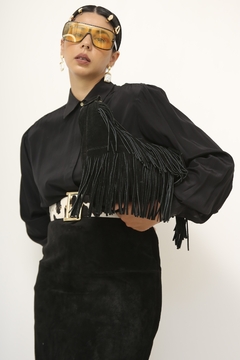 Bolsa Camurca preta franja western vintage - comprar online