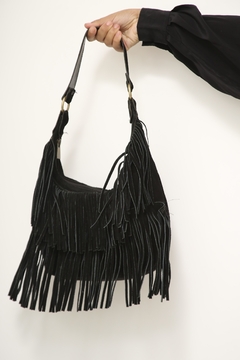 Bolsa Camurca preta franja western vintage - comprar online