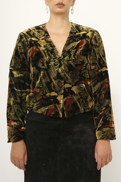 Blazer veludo cropped estampado - comprar online