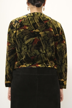 Blazer veludo cropped estampado - Capichó Brechó