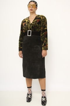 Blazer veludo cropped estampado