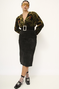 Blazer veludo cropped estampado - loja online