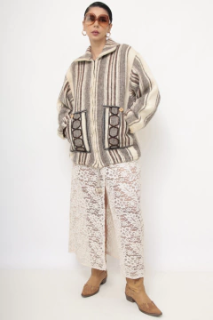 Casaco lã vintage listras - comprar online