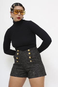 Shorts preto curto brilho cintura alta - comprar online