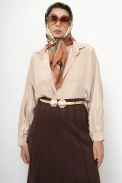 Saia tricot rodada acrilico marrom