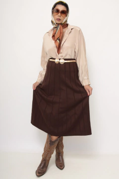 Saia tricot rodada acrilico marrom - comprar online