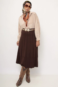 Saia tricot rodada acrilico marrom