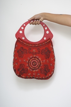 Bolsa vermelha bordada alca acrilico