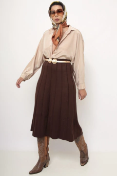 Imagem do Saia tricot rodada acrilico marrom