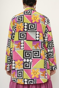 Camisa estampa rosa recortes flores Jar Mod - loja online