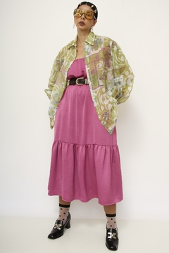 Camisa estampa transparecia verde rosa - comprar online