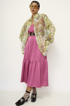 Camisa estampa transparecia verde rosa - loja online