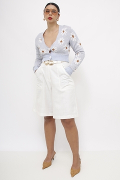 Pulover azul margaridas - loja online