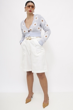 Pulover azul margaridas - loja online