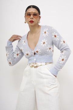 Pulover azul margaridas - comprar online