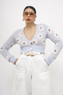 Pulover azul margaridas - comprar online