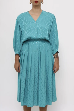 Vestido verde midi 100 % SEDA