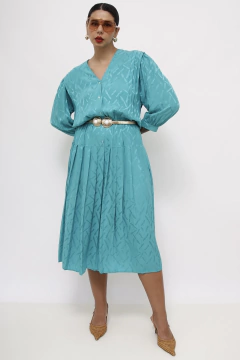 Vestido verde midi 100 % SEDA - Capichó Brechó