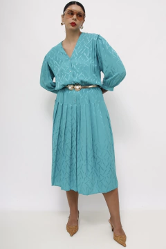 Vestido verde midi 100 % SEDA na internet