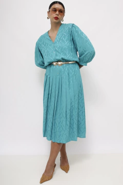 Vestido verde midi 100 % SEDA - Capichó Brechó