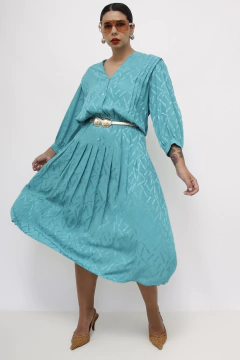 Vestido verde midi 100 % SEDA - loja online