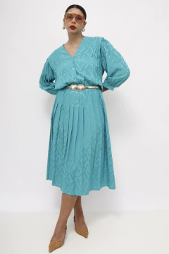 Vestido verde midi 100 % SEDA
