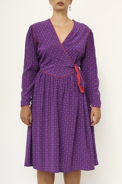 Vestido roxo estampado 100% seda mídi na internet