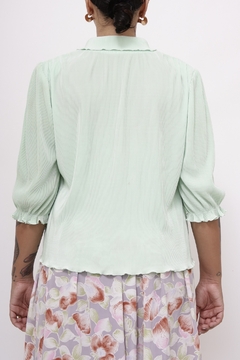 Imagem do Blusa plissada verde golinha fru fru