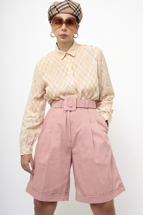 Camisa xadrez amarela manga longa