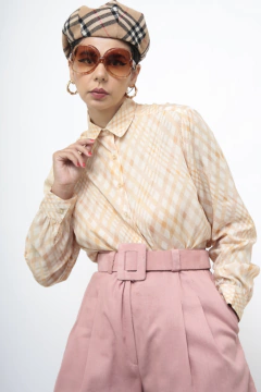 Bermuda linho rosa cintura alta - comprar online