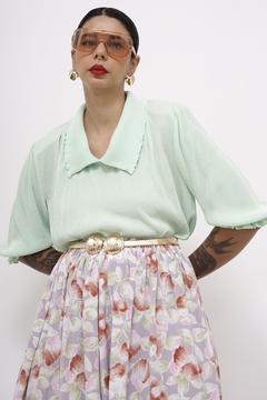 Blusa plissada verde golinha fru fru - loja online