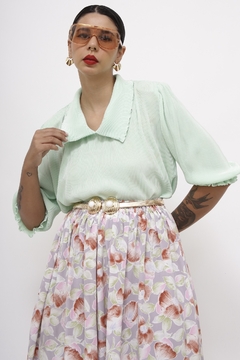 Blusa plissada verde golinha fru fru
