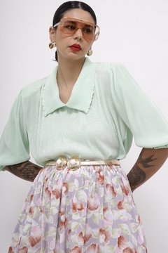 Blusa plissada verde golinha fru fru - comprar online