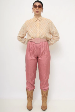 Calça nylon rosa forrada vintage - comprar online